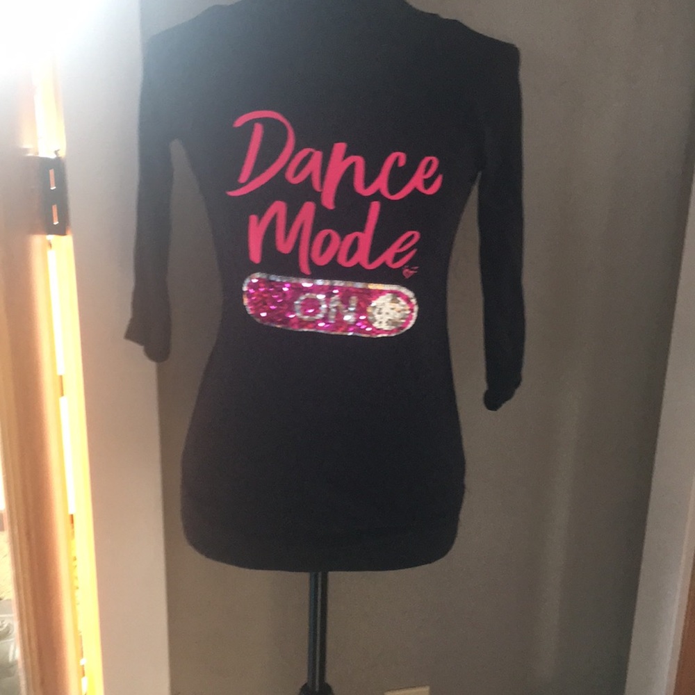 Black long sleeve shirt says dance mode on/off